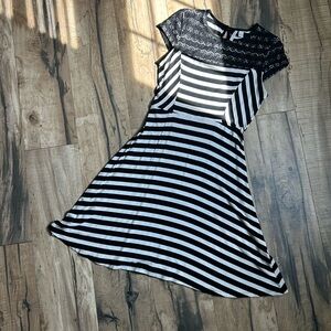 Elle Black and White Striped Dress